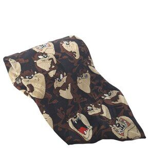 Vintage 1998 Looney Tunes Taz Tasmanian Devil Silk Necktie